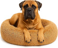 Calming Dog Bed - Fluffy Donut Cuddler for Anxiety Relief, Orthopedic Pet Bed with Non-Slip Bottom, Cozy Round Faux Fur Nest for Dogs and Cats, Plush Crate Mat for Comfort (Camel, X-Large)