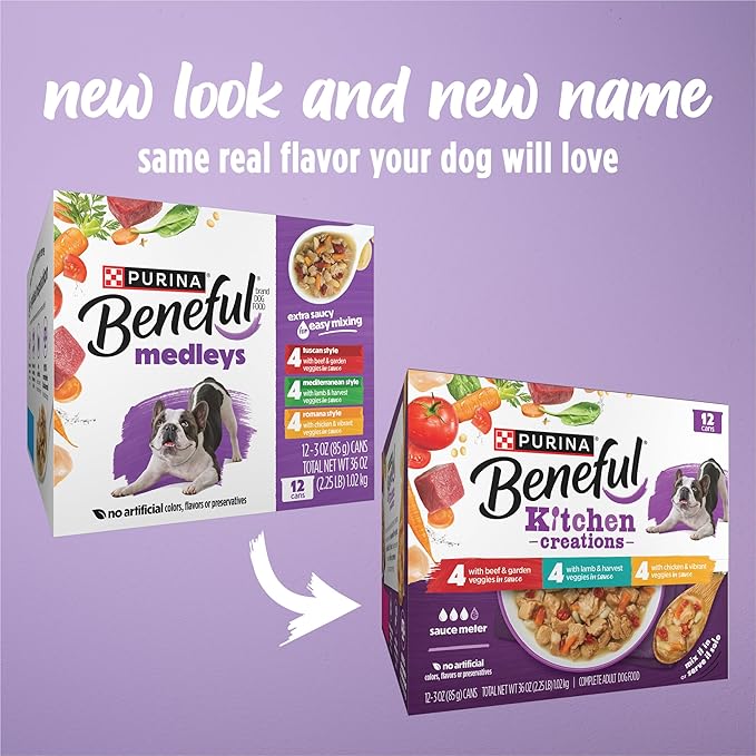 Purina Beneful Wet Dog Food Variety Pack, Medleys Tuscan, Romana & Mediterranean Style - (2 Packs of 12) 3 oz. Cans