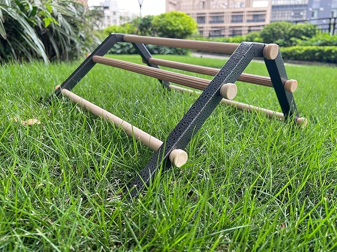 Baby Chick Perch, Durable Metal Stand with Wooden Roosting Bar for coop and brooder, Training Chicken Perch Easy to Assemble and Clean, Fun Toys for Chick (Trapezoid, Small)