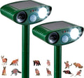 2 Pack Solar Animal Repeller for Raccoons, Deer & Squirrels - Ultrasonic & Strobe Light, Outdoor Deterrent for Cats, Dogs, Raccoons, Rabbits, Skunks, Foxes & More