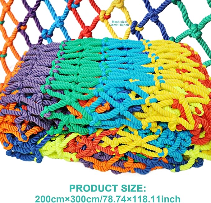 Balcony Netting for Pets and Kids, 9.8x6.6ft Nylon Cat Netting Balcony, Safety Net for Stair, Loft, Apartment, Trampoline, Playground.