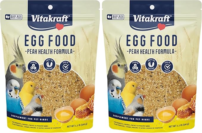 Vitakraft VitaSmart Egg Food for Birds - Daily Supplement for Parrots,Parakeets,Cockatiels,and Canaries - Bird Calcium Supplement 1.1 Pound,(Pack of 2)