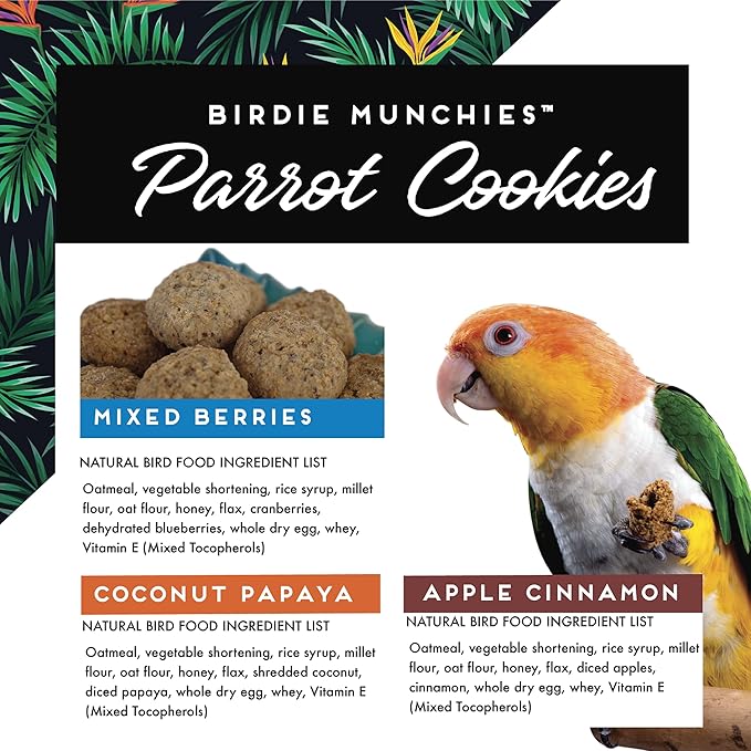 Oven Fresh Bites Natural Baked Treats, All-Natural Bird Treat Parrot Cookies, 4 Oz, Peanut Butter/Coconut Papaya/Oatmeal Raisin, 3-Pack