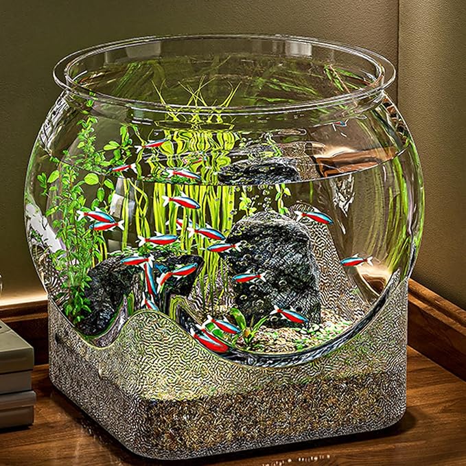 Fish Bowl Vase – Glass Aquarium, Betta Fish Tank, Desktop Bowl | Multifunctional vase for Flowers and Aquatic Pets Like bettas and Turtles | Decorative Centerpiece for Home, Office, Bedroom,