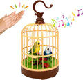 Singing Bird in a Cage Toy, Voice-Activated Induction Birdcage with Talking Chirping Parrot, Realistic Moving Animation, Lifelike Sound, Motion Sensor Music Box, Desk Room Decor (No battery included)