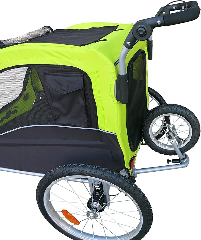 Booyah Large Pet Bike Trailer Dog Stroller & Jogger with Shocks - Orange