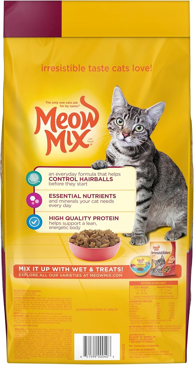 Meow Mix Hairball Control Dry Cat Food | 6.3 Pound | Pack of 2