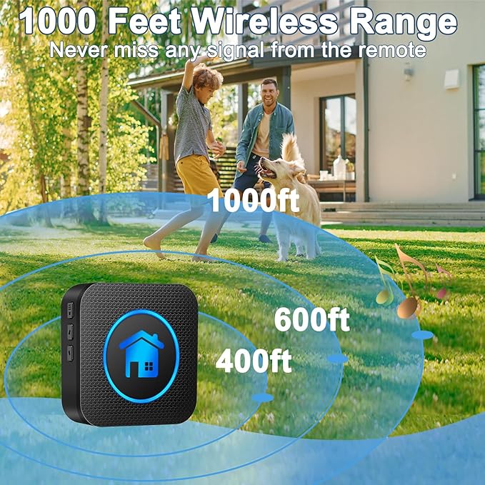 High Sensitivity Dog Door Bell 2026 Version, Dog Doorbells for Potty Training – Dog Bells to Go Outside, 1000Feet Range, Waterproof Button, 55 Melodies & 5 Notification Modes (1 Button)