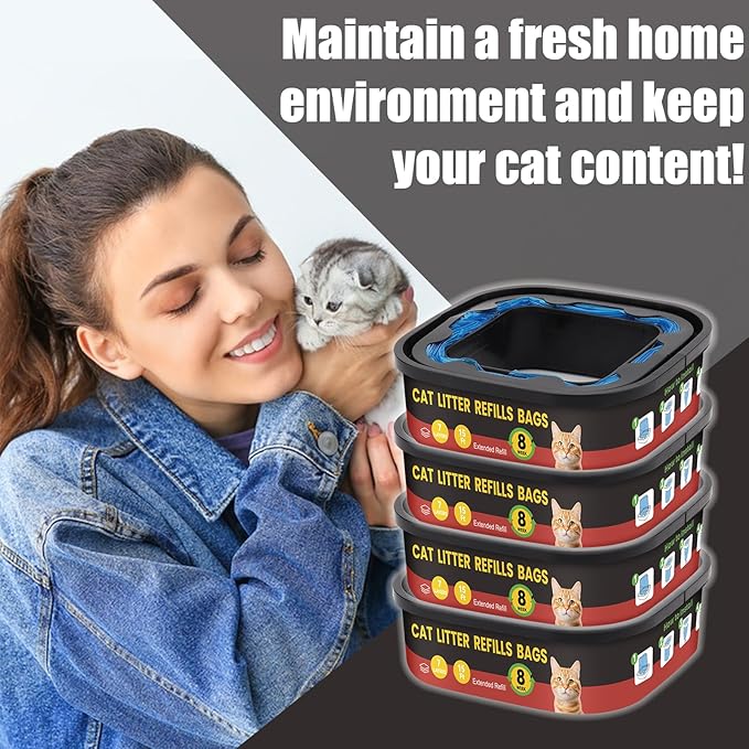 4 Pack Cat Litter Refill Bags Cartridges,Compatible with Genie Cat Litter Refills,Scented/Ultra Odor Control