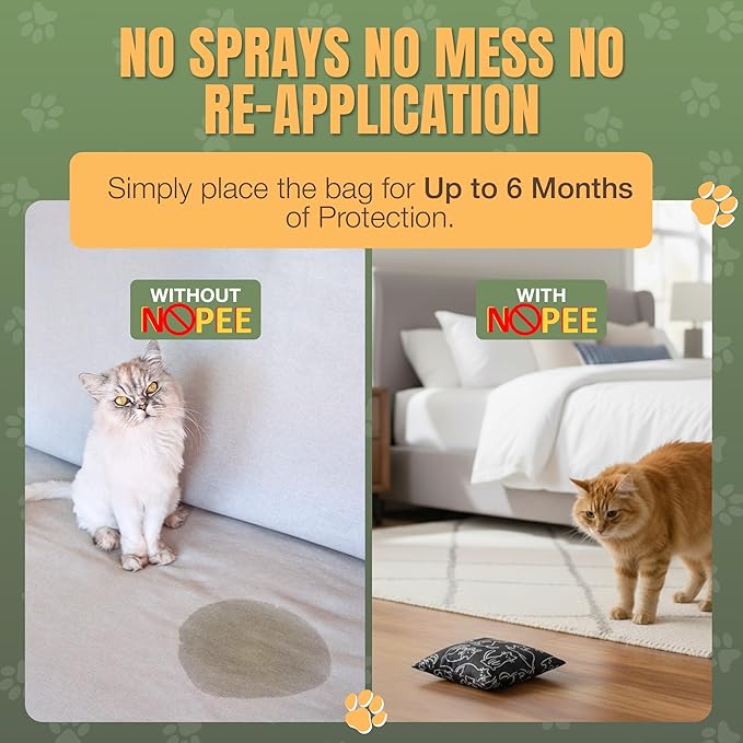 Cat Marking Prevention - Indoor - Permanent - Effective - Stops Cats from Marking or Peeing - Eliminates a Cats' urge to Mark, Put Bag Down & Your Problem is Solved! (Black with Cats)