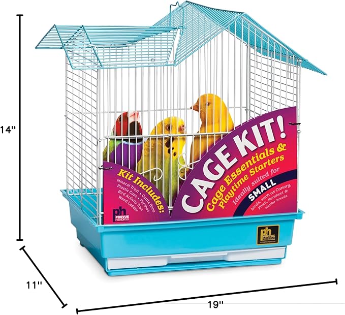 Prevue Hendryx Pet Products 91110 Double Roof Bird Cage Kit, Blue/White, 3/8'