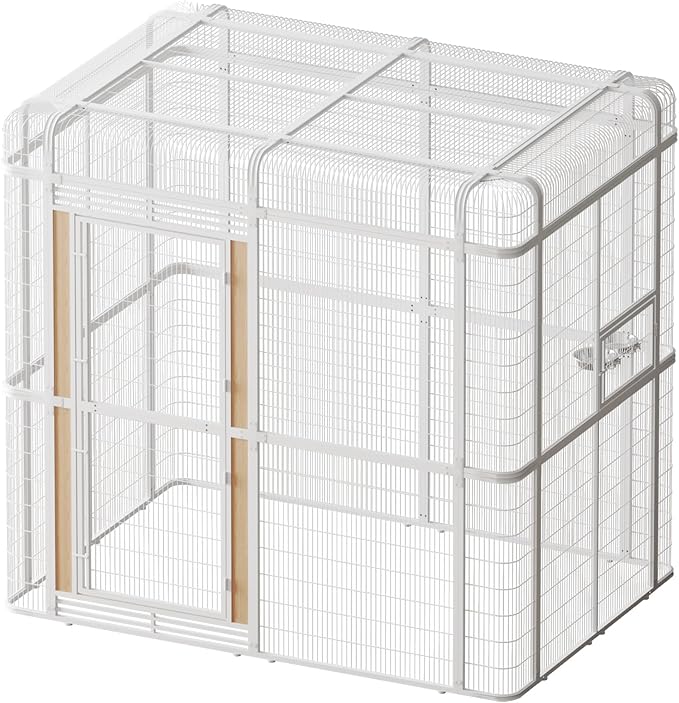wonline 33.5-Inch Extra Large Bird Cage Extension Part for Parakeets Outdoor Bird Aviary Parrot Cage with Perch, Walk-in Heavy Duty Birdcage for Macaws Canaries Parrots Budgie Lovebirds, White