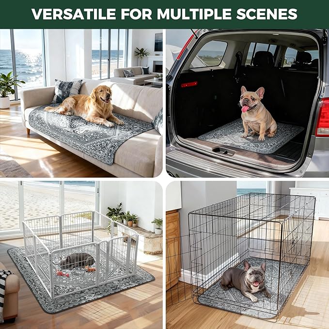 FXW Washable Pee Pads for Dogs, Puppy Pads with Super Absorbent, Specifically Designed for Rollick/Homeplus 24inch 8 Panels Dog Playpen, 63" Square, Boho Grey, 1 Pack