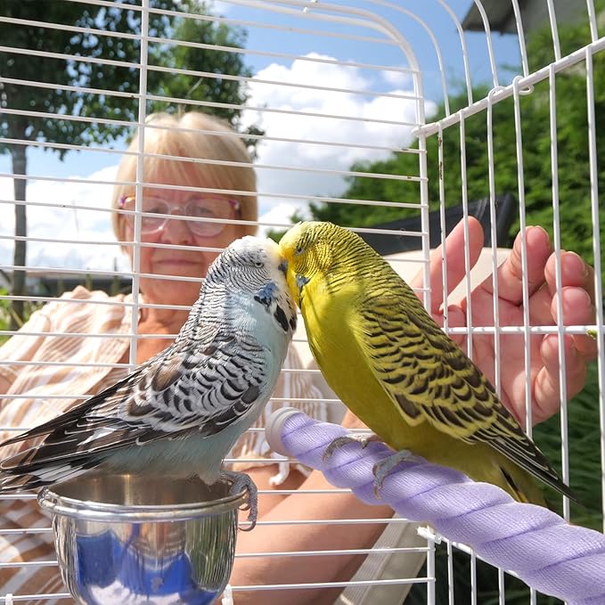 2-Pack Rope Perches for Bird Cages, 23.6 in Length Comfort Grip Flexible Rope Perch Beak & Paw Grinding for Parrots/Cockatiels/Parakeets, Bird Platform Sand [Purple]