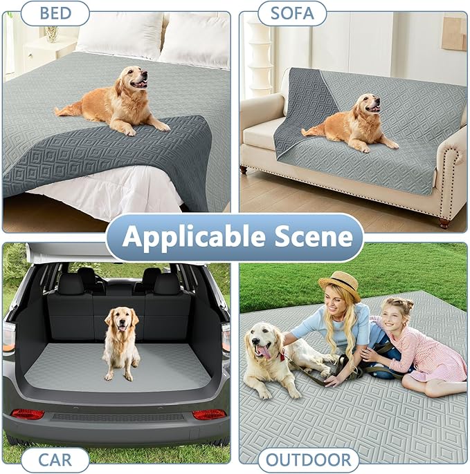 hyha Waterproof Dog Blanket, Soft Pet Bed Blankets, Waterproof Sofa Couch Cover for Dogs Washable, Reversible Pet Couch Covers for Sofa Furniture (30x90 Inch, Grey/Dark Grey)