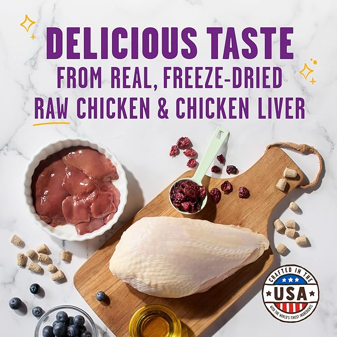Stella & Chewy's Meowfulls Freeze Dried Cat Treats - Chicken & Chicken Liver Recipe - Raw Protein with Probiotics & Salmon Oil - 1 Calorie Per Treat - 1.5 oz