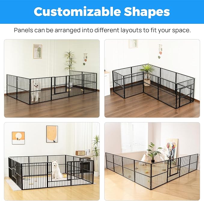 Dog Playpen - 32" Height Dog Pen, Heavy Duty Puppy Pen with Door, Safe & Sturdy, Easy Assemble for Indoor/Outdoor Pet Playpen (10 Panels with Door, Black)