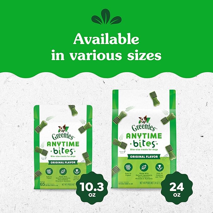 Greenies Anytime Bites Dog Treats, Original Flavor, Dog Training Treats, 24 oz. Bag
