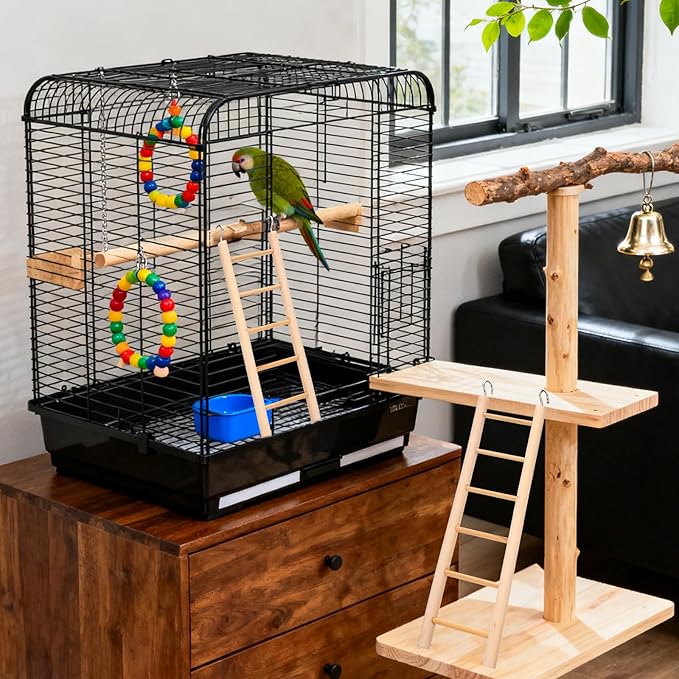 3 Pack Wooden Bird Ladder, Bird Cage Ladder Climbing Toys for Parakeets, Parrots, Cockatoo & Lovebirds