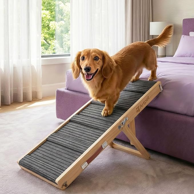 Dog Ramp for Small Dogs for Couch & Bed, Dachshund Joint Care Ramp,Foldable, Anti-Slip, Portable, Height Adjustable, Supports Up to 35 lbs