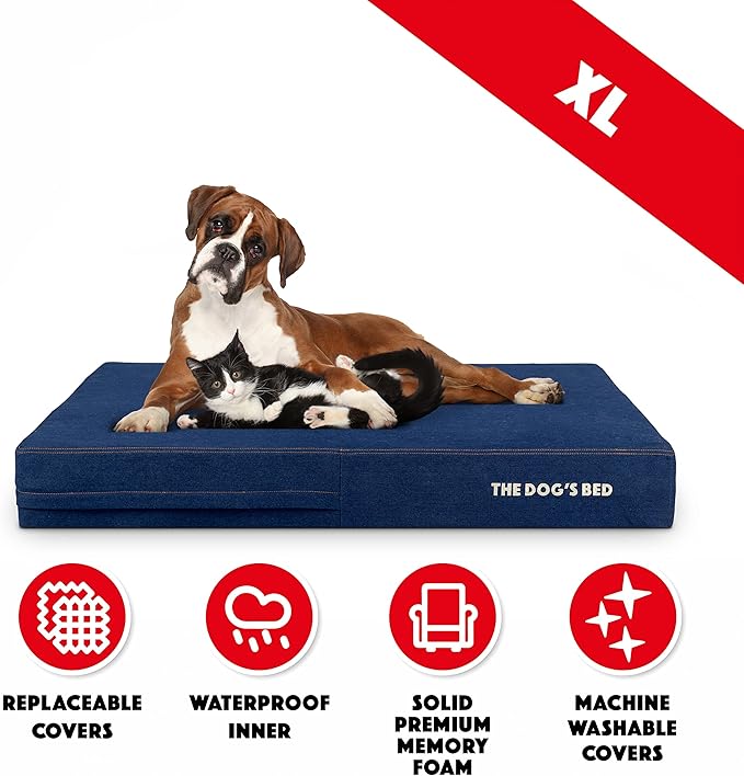 The Dog’s Bed Orthopedic Memory Foam Dog Bed Mattress, Oxford Fabric, Real Blue Denim, XL, 6-Inch