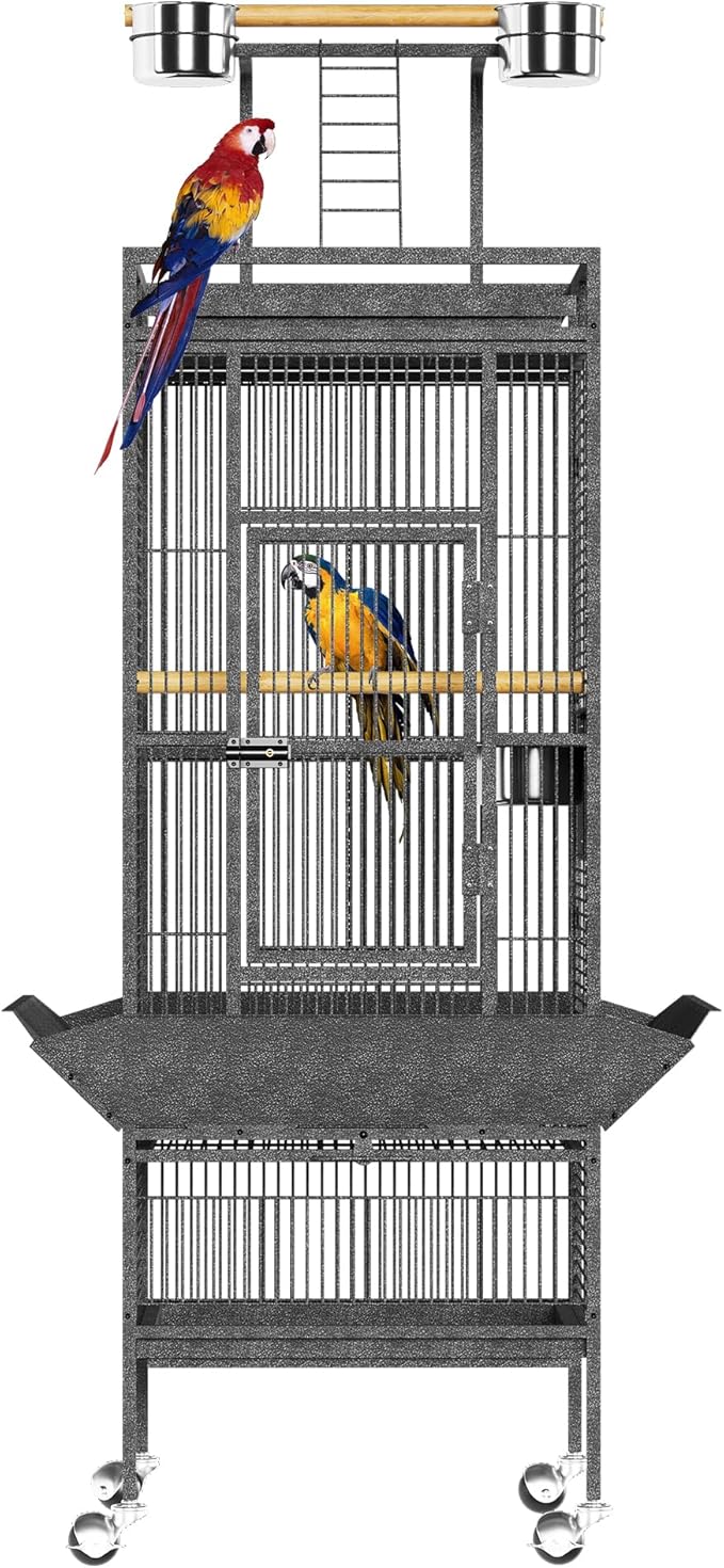 61Inch Bird Cage with Play Top, Extra Large Bird Cage with Wood Perches, Feeder for Parakeets, Canaries, Lovebirds, Small Quaker, Cockatiels, Budgie