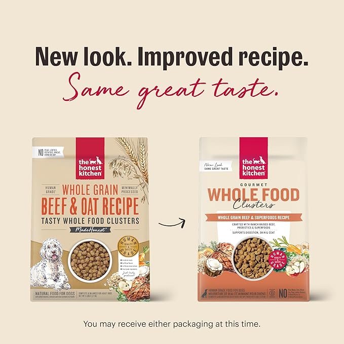 The Honest Kitchen Human Grade Dry Dog Food, Whole Food Clusters Grain Free Dry Dog Food, Beef, 5 lb Bag