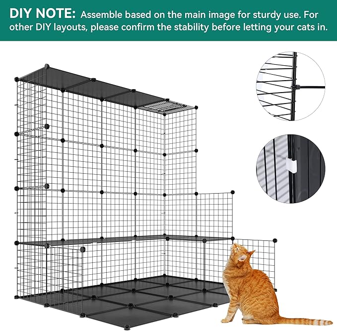 YITAHOME Indoor Cat Cage 2 Tier Kitten Cage, Versatile DIY Playpen for Cats, Small Animals, for Home, RV Travel, and Camping