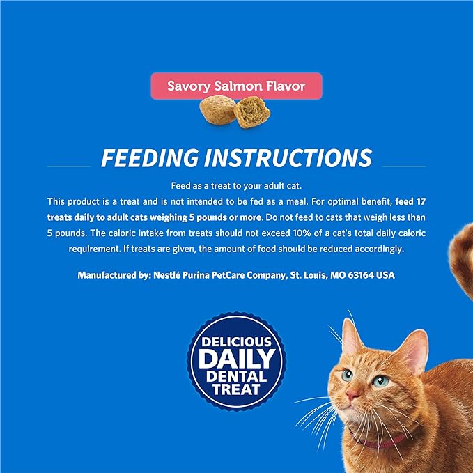 Purina DentaLife Made in USA Facilities Cat Dental Treats, Savory Salmon Flavor - 19 oz. Bag