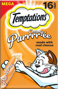 Temptations Creamy Puree Squeezable Lickable Cat Treats, Wet Cat Treats with Cheese, 0.42 oz. Tubes, 16 Count