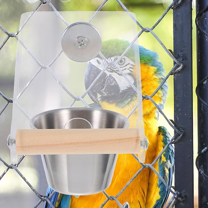 Toyvian Automatic Bird Feeder No-Spill Parrot Feeder Cup Small Size Bird Food Container for Cage Feeding Parakeet Dispenser and Watering Supplies