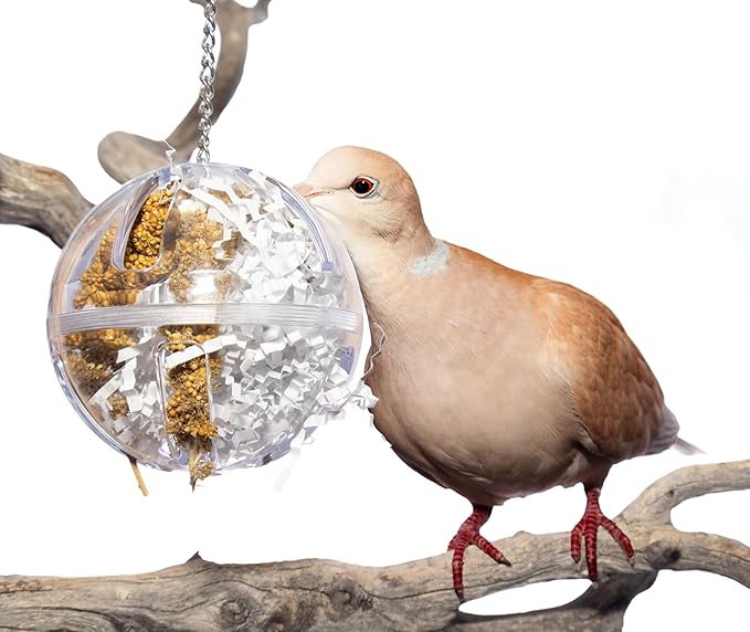 Bird Foraging Ball Toy, 3.5 Inch, Interactive Hanging Treat Dispenser & Enrichment Toy for Cockatiels, Parrotlets, Parakeets, Small Parrots, and Doves, Forage Toy for Parrots