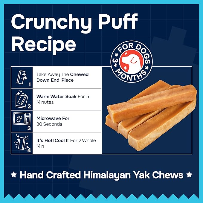 100% Natural Yak Cheese Himalayan Made Dog Chews All Breeds - Lactose Free Yak Chew for Small Medium & Large Dogs - Dental Cleaning Dog Chews for Aggressive Chewers - Long Lasting Odor & Gluten Free