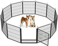 SunsGrove Dog Playpen Outdoor, Heavy Duty 32 Inch 12 Panels Dog Playpen for Small and Medium Dogs, Free and Safe Play Dog Fence Indoor, Black