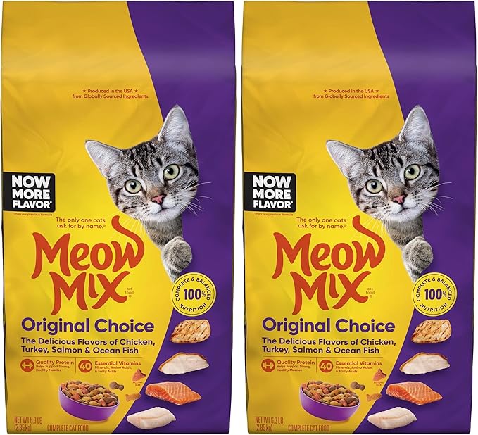 Meow Mix Original Choice Dry Cat Food, 6.3 Pound Bag (Pack of 2)