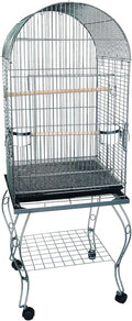 YML 20-Inch Dometop Parrot Cage with Stand, Antique Silver