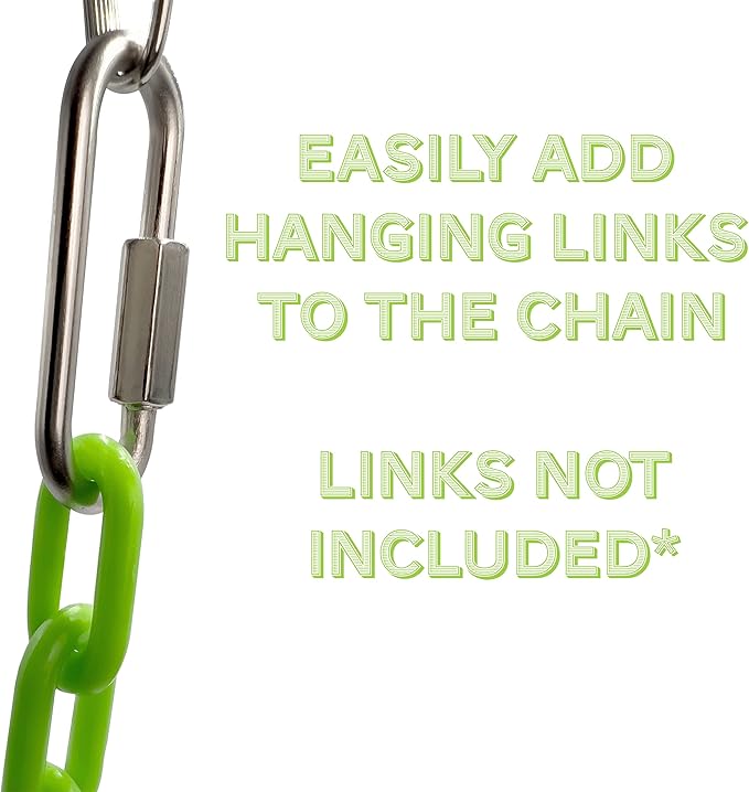 by M&M 2001 5ft Medium Green Plastic Bird Toy Chain - A Long Length of Brightly Colored Plastic Pet Thrilling Chain, Lots of uses, Great for Med Sized Pets Conure Cockatiel Lovebird