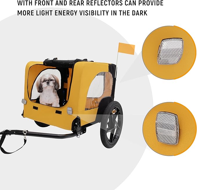 2-in-1 Dog Bike Trailer & Pet Carrier with Quick-Release Wheels, Foldable Steel Frame & Non-Slip Floor, 88 lbs Capacity for Medium/Small Dogs, Compatible with 20"-29" Bicycles
