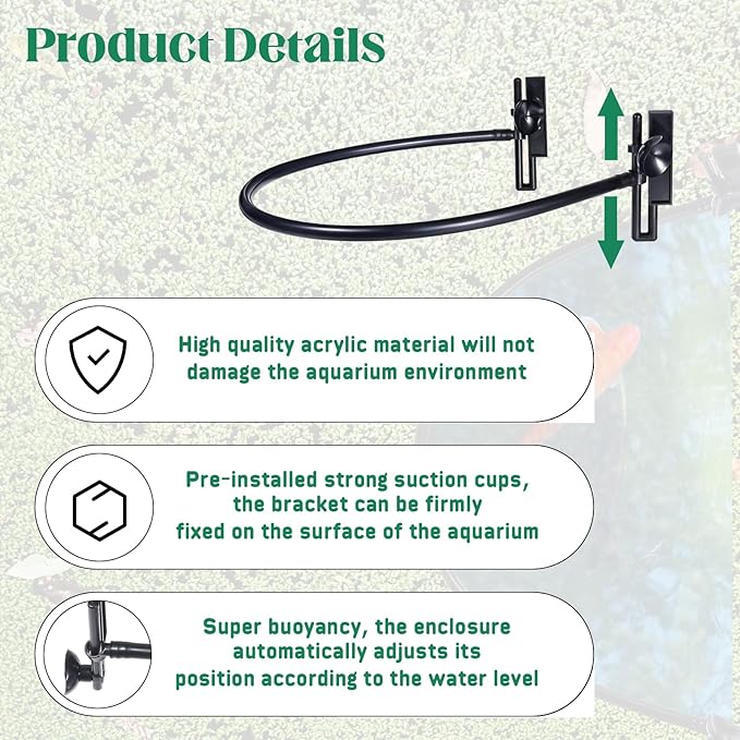 Floating Plant Corral for Aquarium, Floating Plant Fence for Aquarium Accessories, Fish Tank Plant Fence Adjustable Height with Water Level, Suitable for All Floating Plants and Aquariums