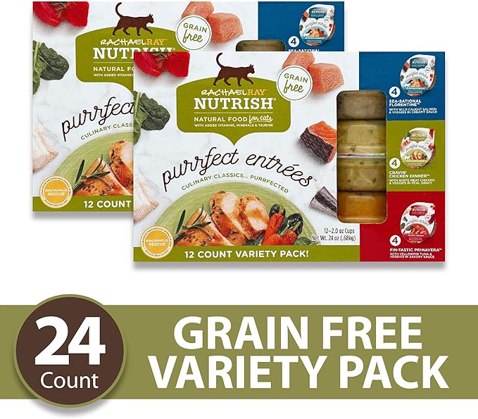 Nutrish Rachael Ray Purrfect Entrees Wet Cat Food,Variety Pack,2 Ounce Cup,(Pack of 48)