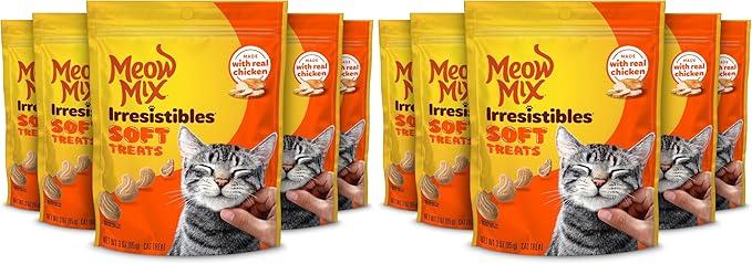Meow Mix Irresistibles Soft Cat Treats,White Meat Chicken,3 Ounce,(Pack of 10)
