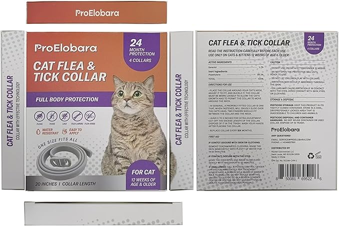 Flea and Tick Prevention Collars for Cats: Effective Pet Flea & Tick Treatment for Cats - Waterproof Adjustable Flea Tick Collars for Large & Small Cat, Outdoor Fleas Ticks Control for Kittens 4 Pack