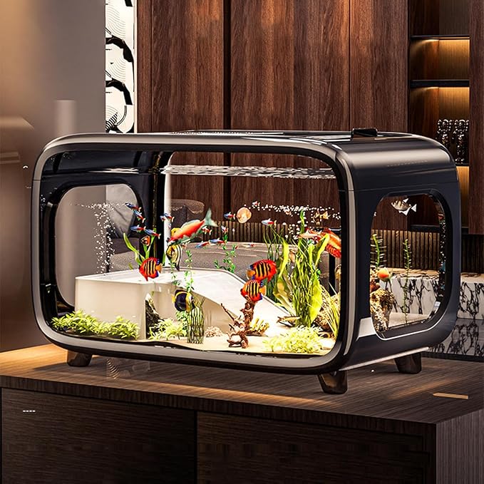 Aquarium Fish Tank - Compact Clear Habitat Bowl, Transparent Aquatic Display Container, Stylish Water Garden Design, Versatile Mini Ecosystem Setup, Aquatic Pets Housing for Betta, Shrimp, Snails