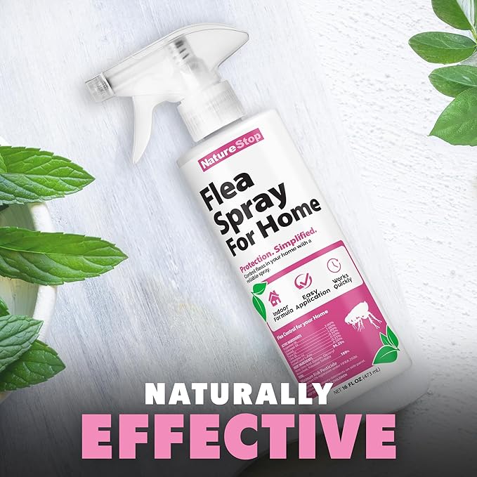Flea Spray for Home, Fast-Acting Flea Killer for Carpets, Furniture & Pet Bedding, 16 oz (475mL)