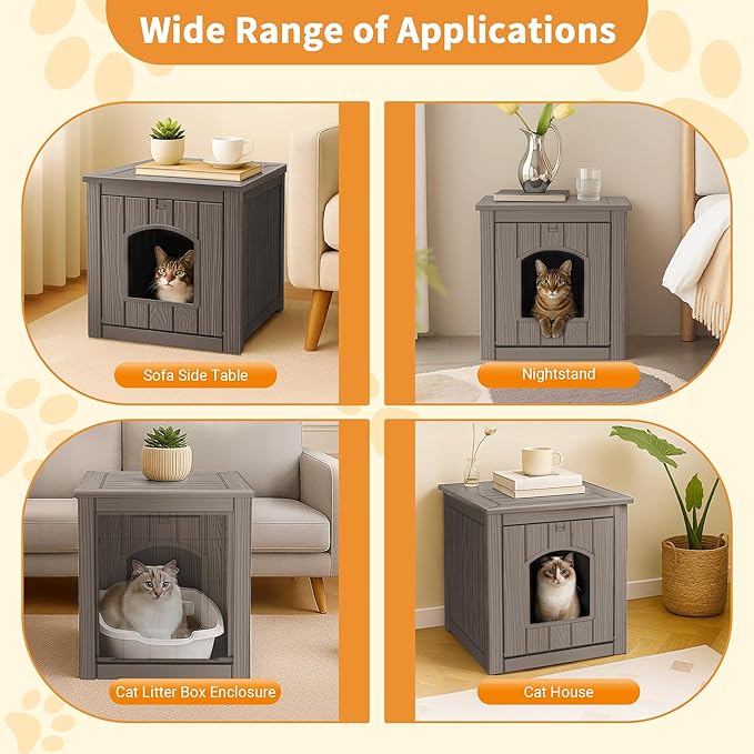 DRATO Outdoor Cat House -Weatherproof Resin Cat Houses for Cats, Durable, Easy Assembly,cat Igloo Outdoor，Durable & Insulated Shelter for Garden, Patio, or Backyard（Grey，18.46 * 23.62 * 21.42）