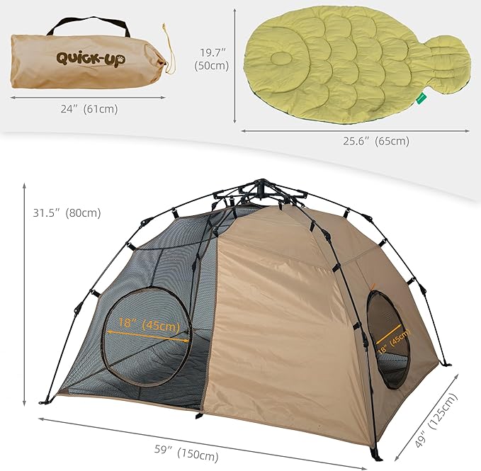Pop Up Catio Tent Indoor Outdoor Cat Playpen Tent & Fish Shaped Cat Bed Set, 2-Space Cat Enclosure (Play/Rest/Litter Box Hideaway) Double Sided Cotton Pet Bed High-Value Cat Gear Bundle for Cats Dogs
