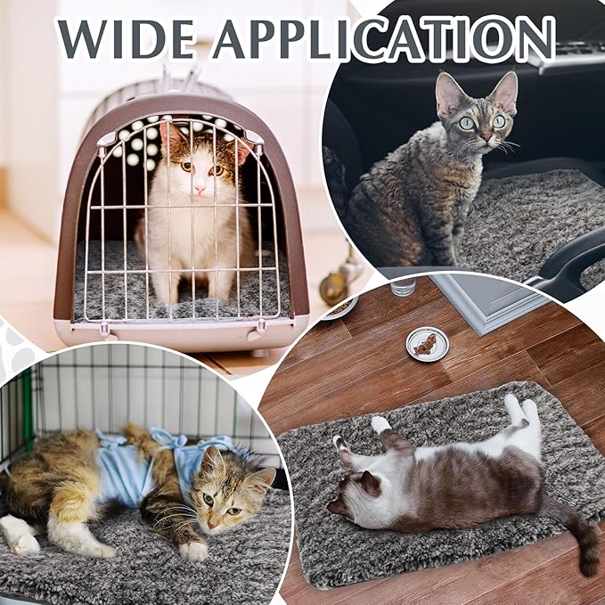 4 Pack Self Warming Cat Pads Self Heating Cat Mat Washable Homeless Dogs Thermal Pads Kennel Pad Reflects Body Heat Warm Crate Bed Mat for Indoor Outdoor Pet(Gray,18 x 24 Inch)