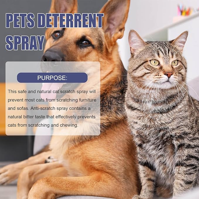 Cat Scratch Deterrent Spray for Furniture – Natural Bitter Taste Training Aid – Indoor Cat Repellent with Plant Extracts & Peppermint – Protects Sofa, Carpet & Curtains – 50ml/1.7 Fl Oz