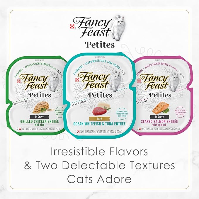 Fancy Feast Purina Petites Tender Beef Entree with Carrots in Gravy Gourmet Wet Cat Food - 2.8 oz. Tubs,(Pack of 24)
