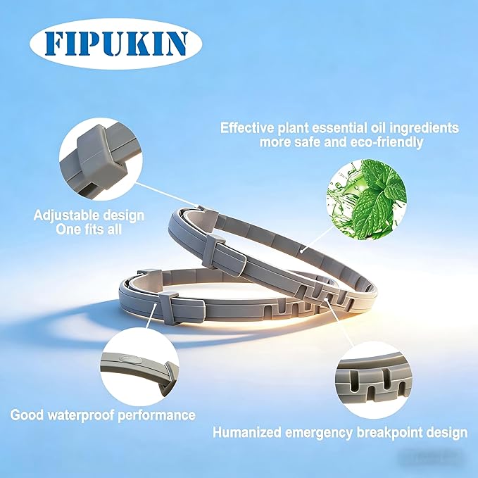 Natural Flea Collar for Cats | High‑Rated Plant‑Based Protection, 8‑Month Waterproof Formula | Includes Grooming Comb & Tick Removal Tool